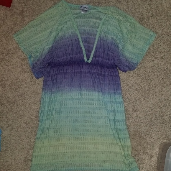 Jordan Taylor SM Ombre Blue/Green Gradient Swim Coverup - Picture 2 of 10
